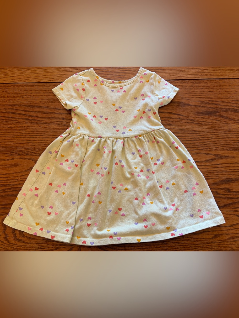 Cat & Jack Yellow Heart-Print Short Sleeve Kids Dress
